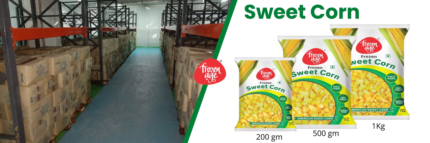 Premium frozen sweet corn and fresh corn cobs