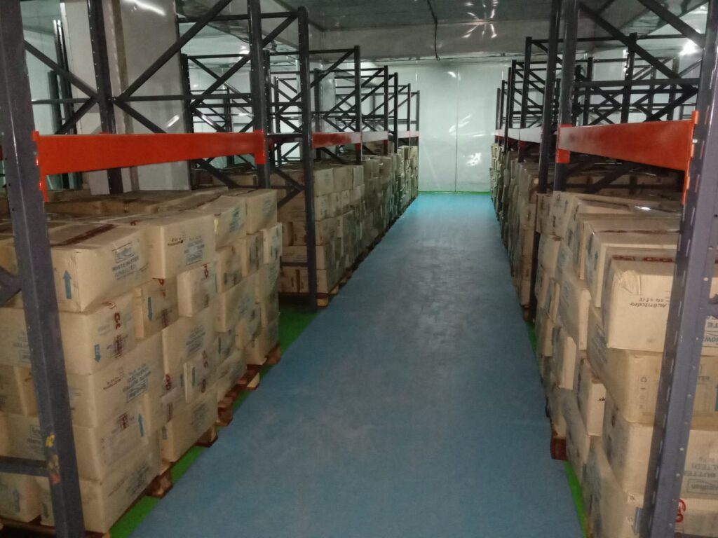 Frozen cold storage room